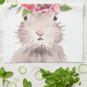 ペルソナライズネームキュートイースターバニーエッグ狩り キッチンタオル (折り畳み)