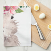 ペルソナライズネームキュートイースターバニーエッグ狩り キッチンタオル (四つ折り)