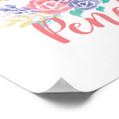 ペルソナライズマジカルユニコーン&フローライラストレーション ポスター (角)