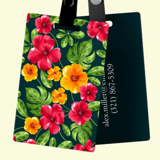 ペルソナ鮮やかライズ可能な熱帯フローラ ラゲッジタグ