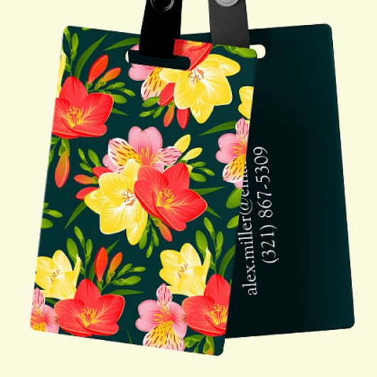 ペルソナ鮮やかライズ可能な熱帯フローラ ラゲッジタグ