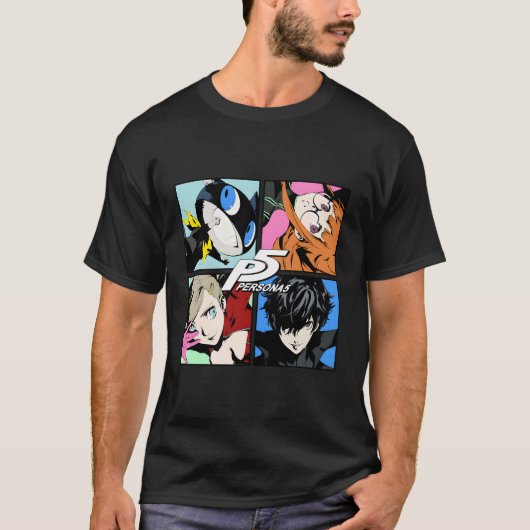 ペルソナ5キャラクター ポップ・アートの Tシャツ (正面)