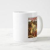 ペルテタ自転車と女性広告ポスト ジャンボコーヒーマグカップ (正面右)