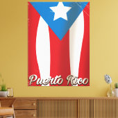 ペルトリコヴィンテージ旗旅行ポスター キャンバスプリント (インサイチュ (リビング))