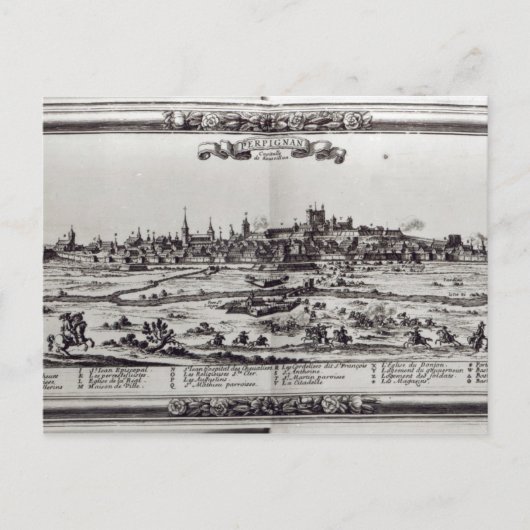 ペルピニャンの見解,南フランス, c.1645 ポストカード (正面)