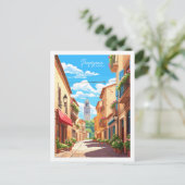 ペルピニャンフランスヴィンテージトラベルプレイスイラストレーション ポストカード (スタンド正面)