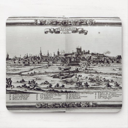 ペルピニャン、南フランス、c.1645の眺め マウスパッド (正面)