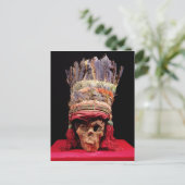 ペルーからのスカルの羽をつけられた頭飾り、 ポストカード (スタンド正面)