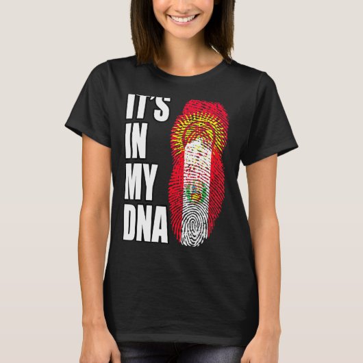 ペルーとキルギスタンミックスDna伝統国旗 Tシャツ (正面)