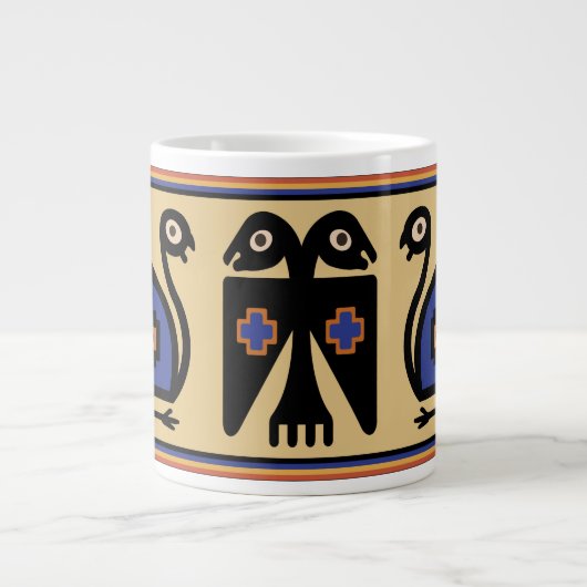 ペルーのインカ族の部族の鳥の巨大な20オズコーヒーマグ ジャンボコーヒーマグカップ (正面)