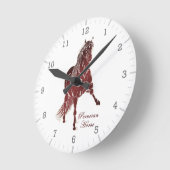 ペルーのウマの木版画 ラウンド壁時計 (傾斜)