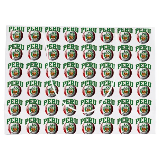 ペルーのサッカーボールの旗 ラージペーパーバッグ (裏面)