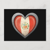 ペルーのハート国旗と金属効果 ポストカード (正面)