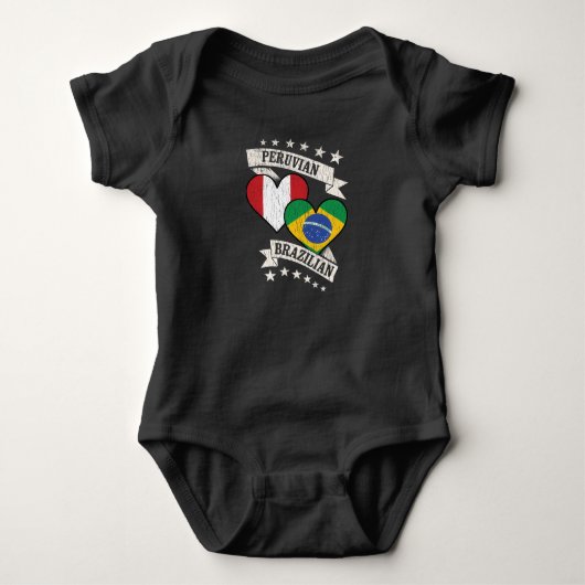 ペルーのブラジルハート国旗 ベビーボディスーツ (正面)