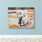 ペルーのマラスで塩を収穫する キャンバスプリント (インサイチュ (ウッドフロア))