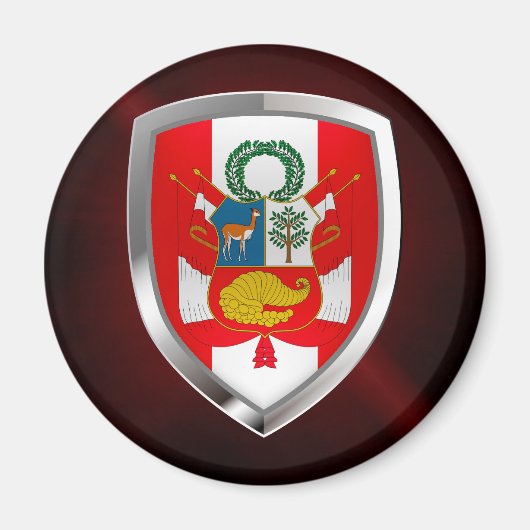 ペルーのメタリックエンブレム マグネット (正面)