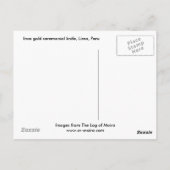 ペルーのリマ市にあるインカ金ゴールド式包丁(トゥミ) ポストカード (裏面)