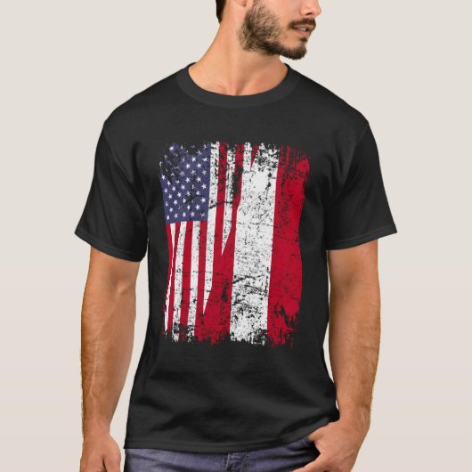 ペルーのルーツ半米国旗ペルー国旗 Tシャツ (正面)