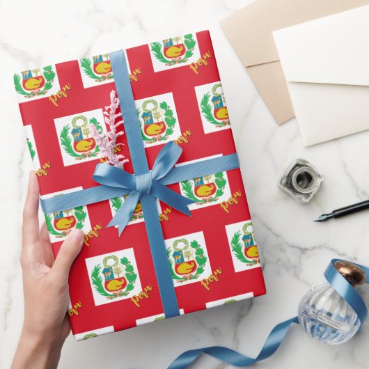 ペルーの包装紙、赤、愛国的なペルー国旗 ラッピングペーパー (ギフト)