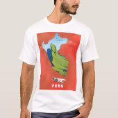 ペルーの地図図解入りの、写真付きの旅行ポスター Tシャツ (正面)