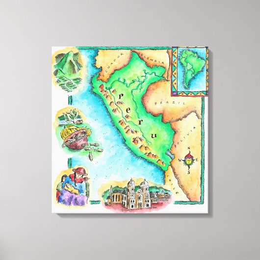 ペルーの地図 キャンバスプリント (正面)