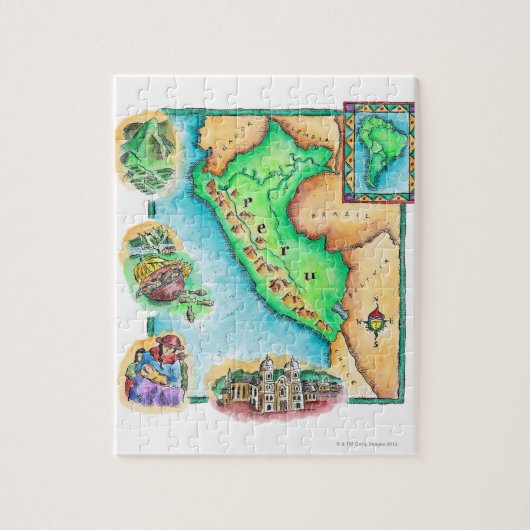 ペルーの地図 ジグソーパズル (縦)