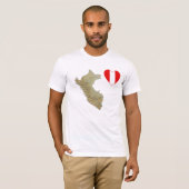 ペルーの旗のハートおよび地図のTシャツ Tシャツ (正面フル)