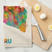 ペルーの水彩画の地図 キッチンタオル (四つ折り)