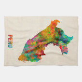 ペルーの水彩画の地図 キッチンタオル (横)