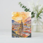 ペルーの街並み水の色絵画のリマ ポストカード (スタンド正面)