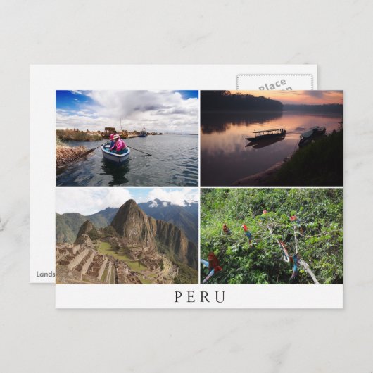 ペルーの風景をコラージュの記念品に ポストカード (正面/裏面)