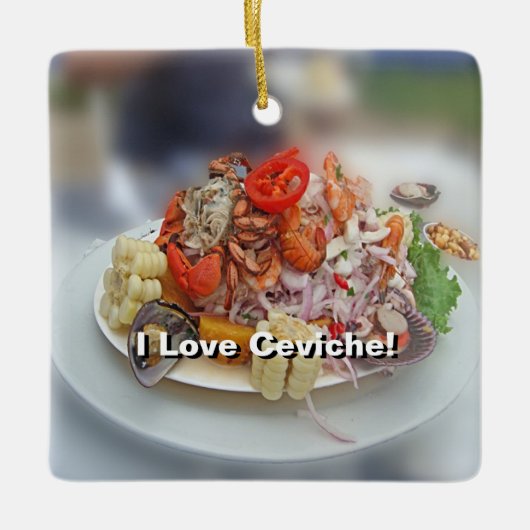 ペルーのCeviche! セラミックオーナメント (正面)