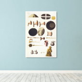 ペルーのIncaの道具と工芸品は、「Le Costume A」から キャンバスプリント (インサイチュ (ウッドフロア))