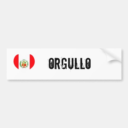 ペルーのorgullo (プライド) バンパーステッカー (正面)