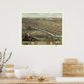 ペルーインディアナ1868アンティークパノラママップ ポスター (キッチン)