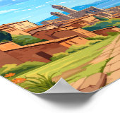 ペルージャイタリアトラベルアートヴィンテージイラストレーション ポスター (角)