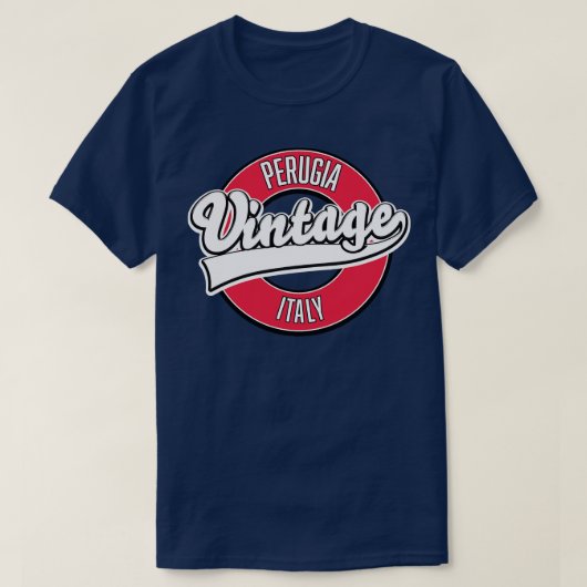ペルージャイタリアヴィンテージスタイルロゴ Tシャツ (デザイン正面)