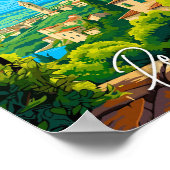 ペルージャイタリアヴィンテージ旅行イラストレーション ポスター (角)