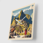 ペルーマチュピチュ スクエア壁時計 (傾斜)