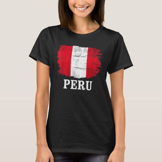 ペルー人向けのビンテージ ペルー フラグ Tシャツ (正面)