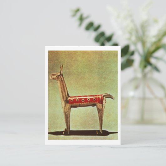 ペルー原産のシルバー ラマの置物(1438年以降) ポストカード (スタンド正面)