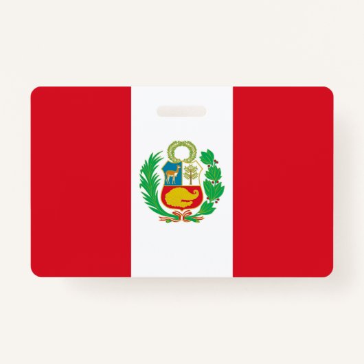 ペルー国旗が付いた名前バッジ バッジ (正面)