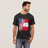 ペルー国旗とアメリカ Usa 半分ずつ ヴィンテージ ペルー アメリカ お土産 Tシャツ (正面フル)