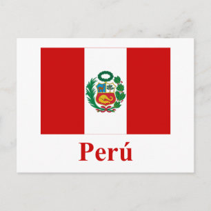 ペルー国旗と名前スペインの付き ポストカード