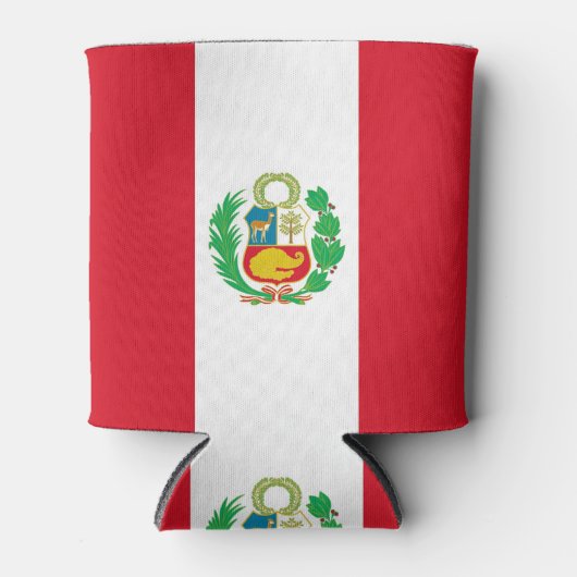 ペルー国旗を持つクーラーボックス 缶クーラー (正面)