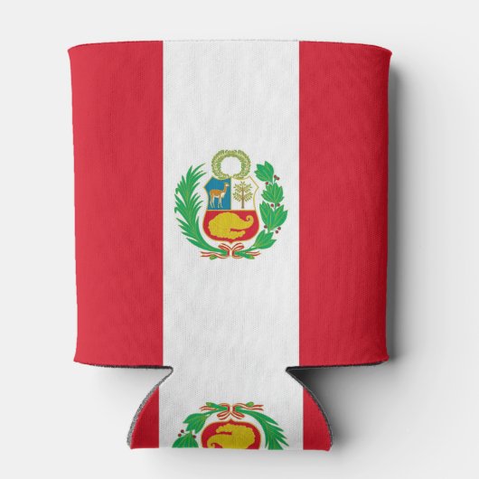 ペルー国旗を持つクーラーボックス 缶クーラー (裏面)