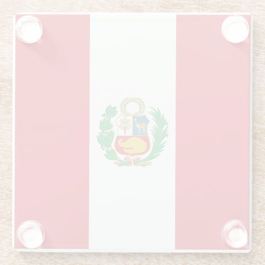 ペルー国旗を掲げたガラスのコースター ガラスコースター (裏面)