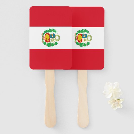 ペルー国旗を掲げたハンドファンのセット ハンドファン (正面&裏面)