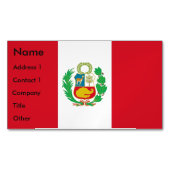 ペルー国旗を掲げた名刺マグネット マグネット名刺 (正面)