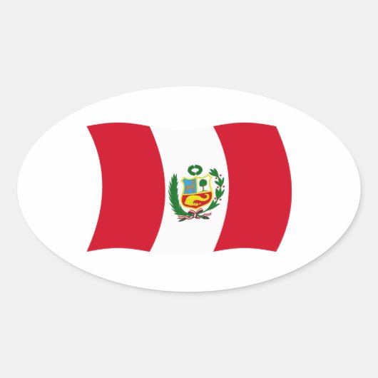 ペルー国旗ステッカー 楕円形シール (正面)